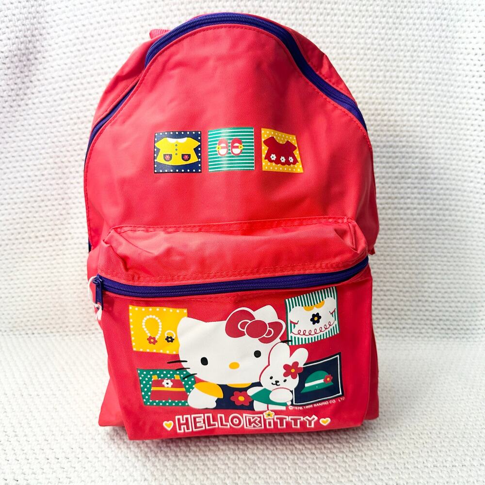 Hello Kitty Sanrio 1996 Miffy Rabbit Red Nylon Vintage Backpack Standard Rare
